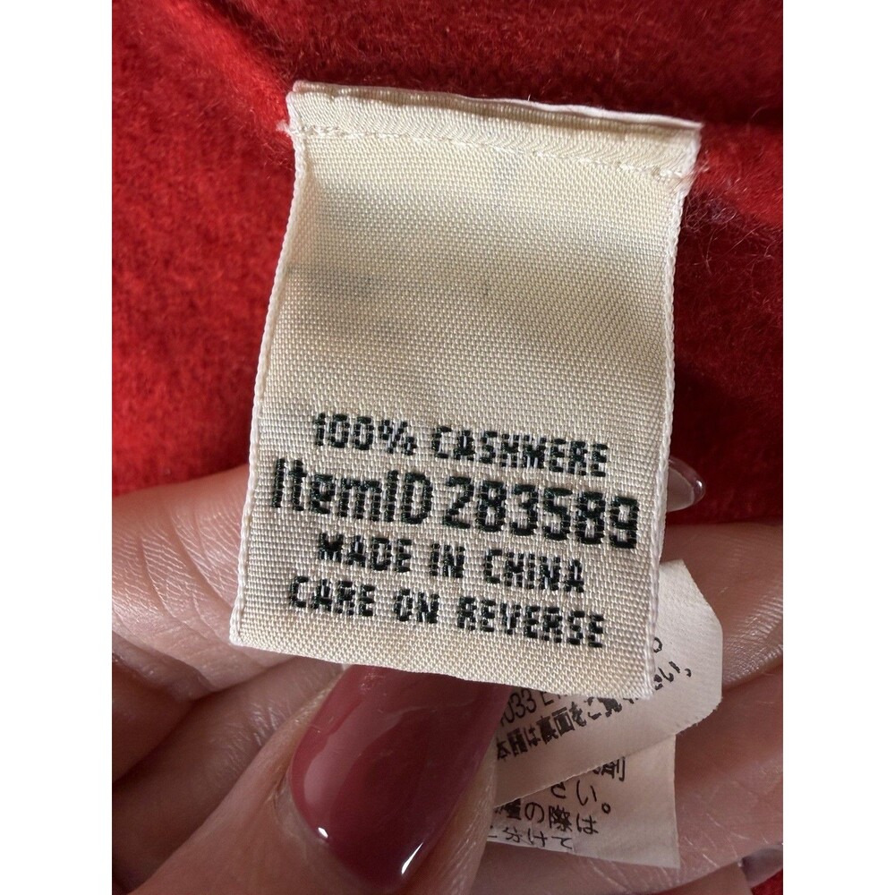 Vintage 2000s L.L.Bean 100% Cashmere Full Zip Mock Neck Sweater Red Women’s Med - Picture 7 of 8